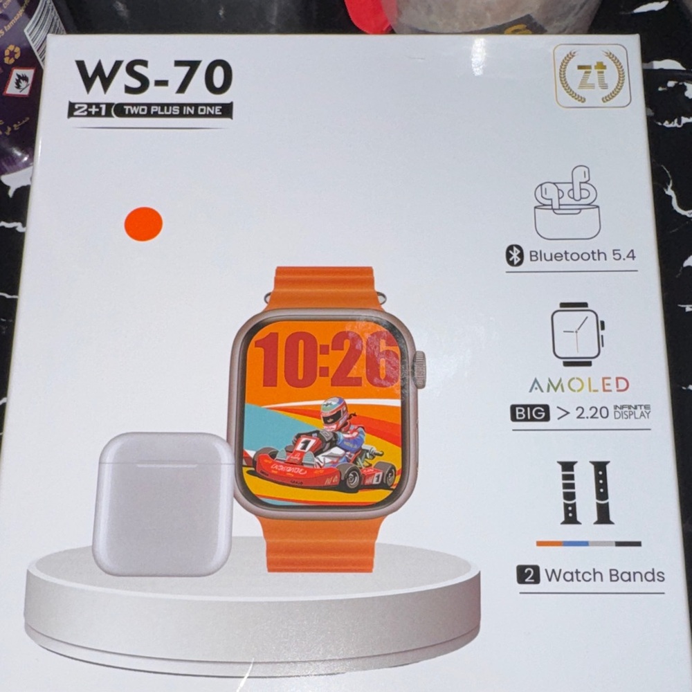 -70 Smartwatch in Bright Orange with AMOLED Display and Dual Bands
